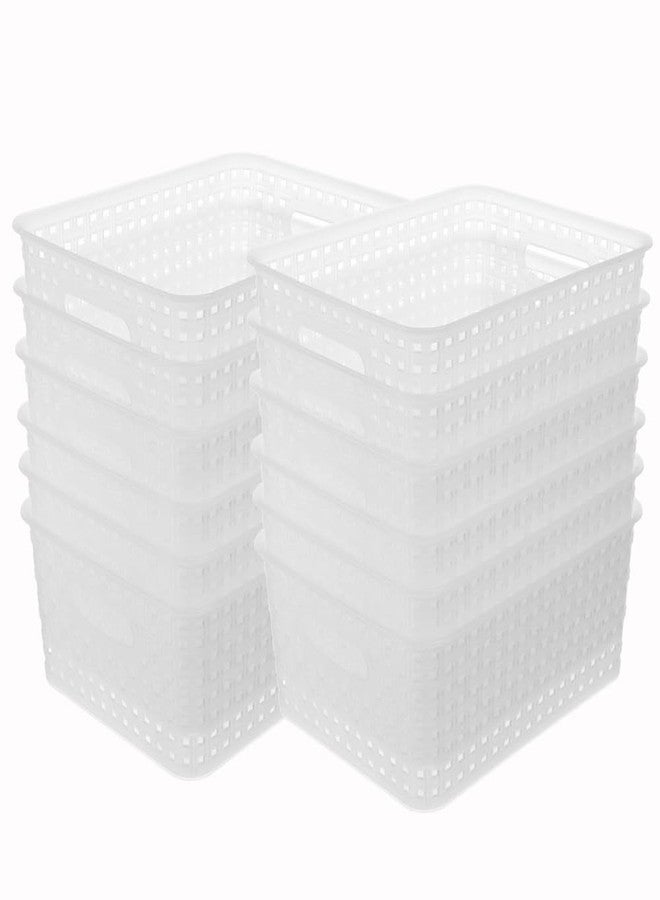 ZHENFAN Clear Woven Plastic Storage Baskets, 12-Pack Weave Basket Organizer for Kitchen Office Bathroom - Image 1